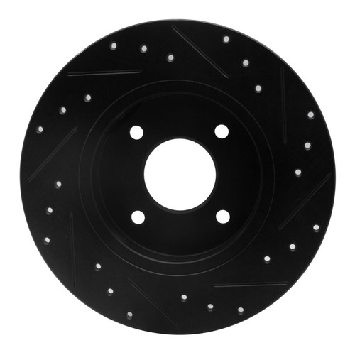 R1 84-85 Nissan 300ZX Rear Left Drilled & Slotted Black Brake Rotor