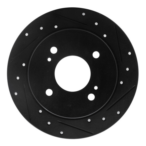 R1 82-88 Nissan 280ZX Rear Right Drilled & Slotted Black Brake Rotor