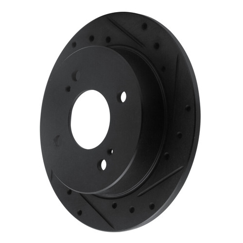 R1 82-88 Nissan 280ZX Rear Right Drilled & Slotted Black Brake Rotor