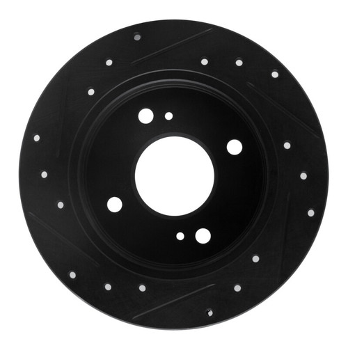 R1 82-88 Nissan 280ZX Rear Right Drilled & Slotted Black Brake Rotor