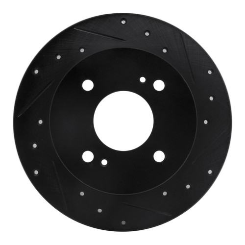 R1 79-81 Nissan 200SX Rear Right Drilled & Slotted Black Brake Rotor