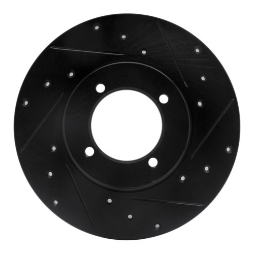 R1 70-73 Nissan 240Z Front Right Drilled & Slotted Black Brake Rotor