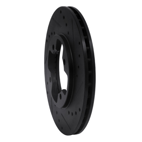 R1 79-83 Nissan 280ZX Front Right Drilled & Slotted Black Brake Rotor