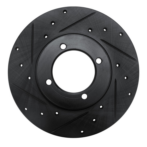 R1 70-73 Nissan 240Z Front Left Drilled & Slotted Black Brake Rotor