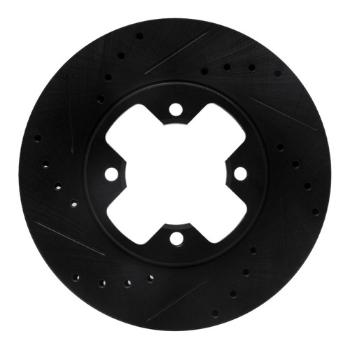 R1 79-83 Nissan 280ZX Front Left Drilled & Slotted Black Brake Rotor