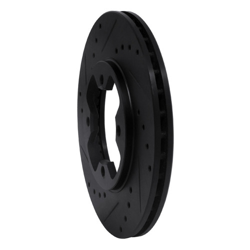 R1 79-83 Nissan 280ZX Front Left Drilled & Slotted Black Brake Rotor