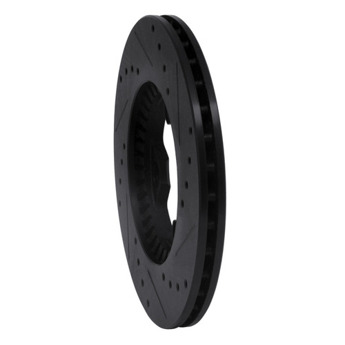 R1 79-83 Nissan 280ZX Front Left Drilled & Slotted Black Brake Rotor