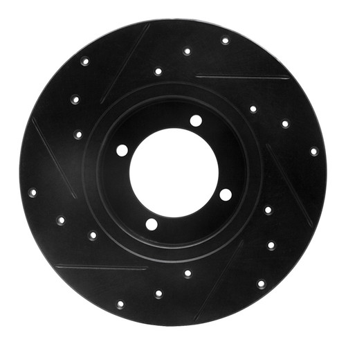 R1 74-78 Nissan 260Z Front Right Drilled & Slotted Black Brake Rotor