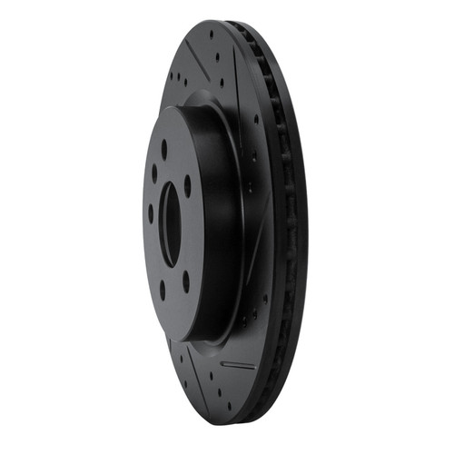 R1 10-25 Buick Regal Rear Right Drilled & Slotted Black Brake Rotor