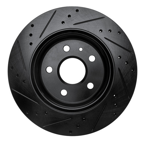 R1 10-25 Buick Regal Rear Right Drilled & Slotted Black Brake Rotor