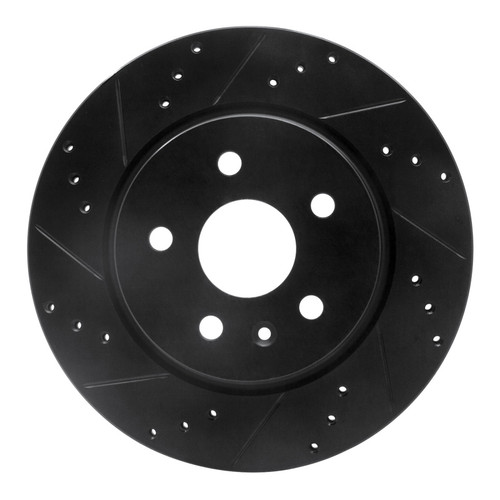 R1 10-25 Buick Allure Rear Left Drilled & Slotted Black Brake Rotor
