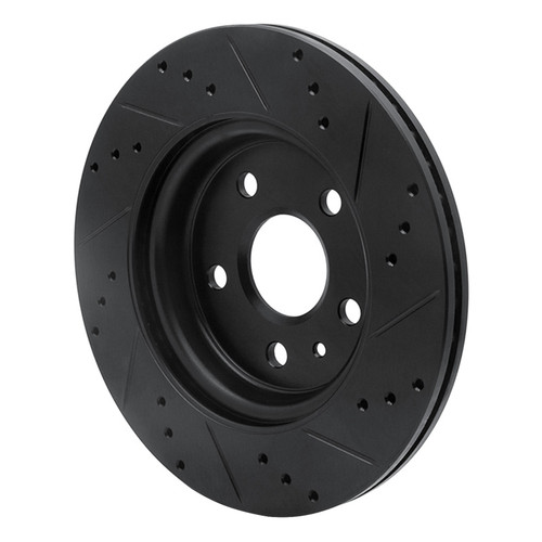 R1 10-25 Buick Allure Rear Left Drilled & Slotted Black Brake Rotor