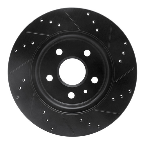 R1 10-25 Buick Allure Rear Left Drilled & Slotted Black Brake Rotor
