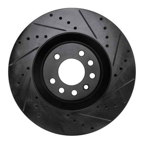 R1 08-11 Saab 9-3 Front Right Drilled & Slotted Black Brake Rotor