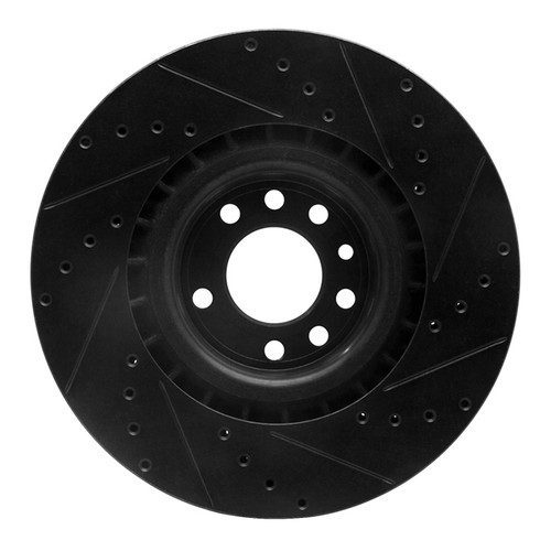 R1 08-11 Saab 9-3 Front Left Drilled & Slotted Black Brake Rotor