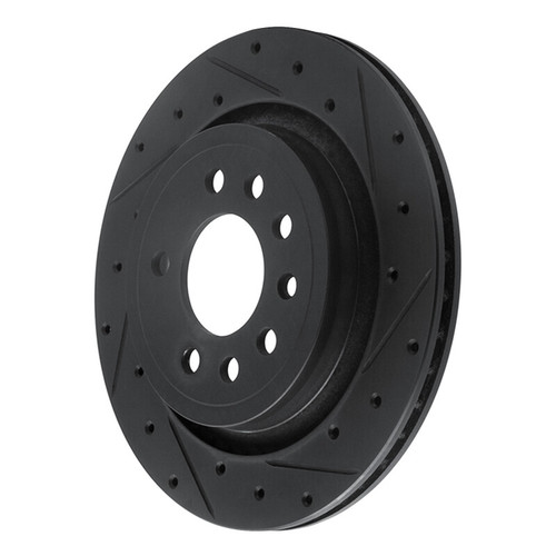 R1 08-11 Saab 9-3 Rear Right Drilled & Slotted Black Brake Rotor