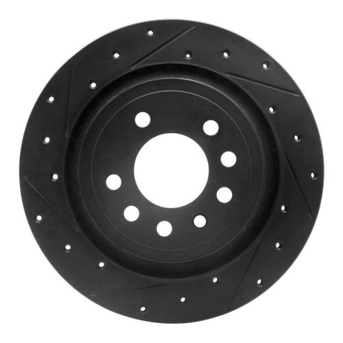 R1 08-11 Saab 9-3 Rear Left Drilled & Slotted Black Brake Rotor
