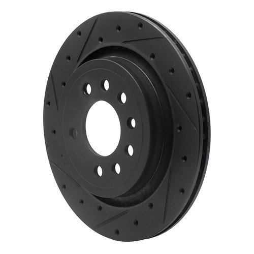 R1 08-11 Saab 9-3 Rear Left Drilled & Slotted Black Brake Rotor