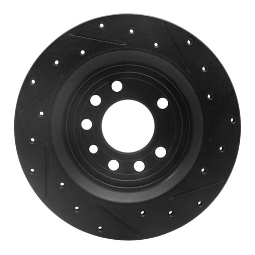 R1 08-11 Saab 9-3 Rear Left Drilled & Slotted Black Brake Rotor