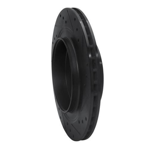 R1 02-10 Saab 9-5 Rear Left Drilled & Slotted Black Brake Rotor