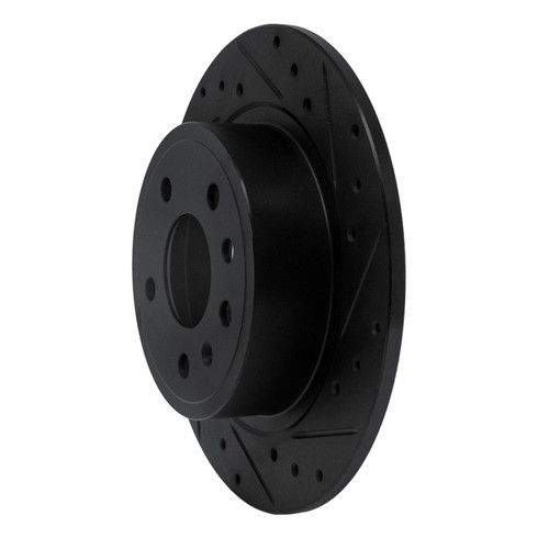 R1 99-10 Saab 9-5 Rear Right Drilled & Slotted Black Brake Rotor