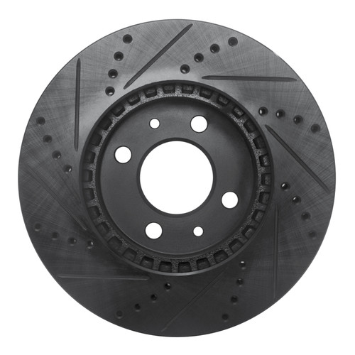 R1 88-98 Saab 9000 Front Right Drilled & Slotted Black Brake Rotor