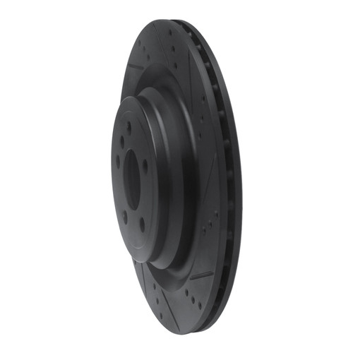 R1 13-19 Mercedes-Benz GLS450 Rear Right Drilled & Slotted Black Brake Rotor