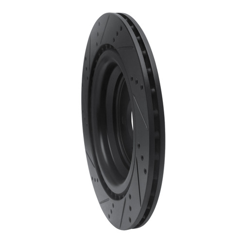 R1 13-19 Mercedes-Benz GLS450 Rear Right Drilled & Slotted Black Brake Rotor