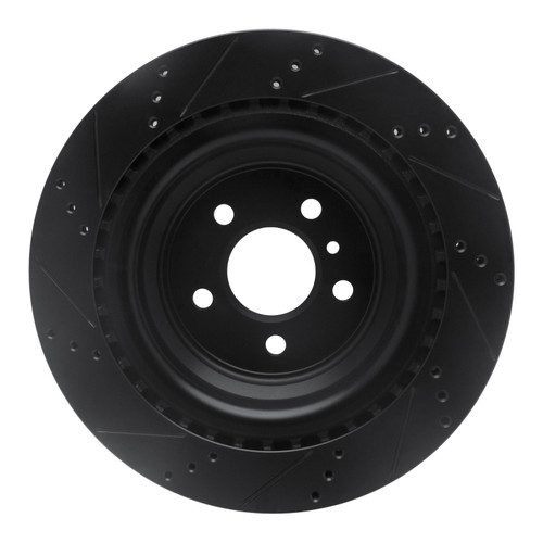 R1 13-19 Mercedes-Benz GLS450 Rear Right Drilled & Slotted Black Brake Rotor