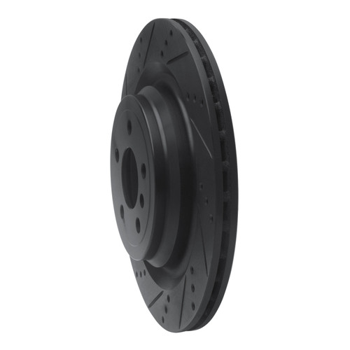 R1 13-19 Mercedes-Benz GL350 Rear Left Drilled & Slotted Black Brake Rotor