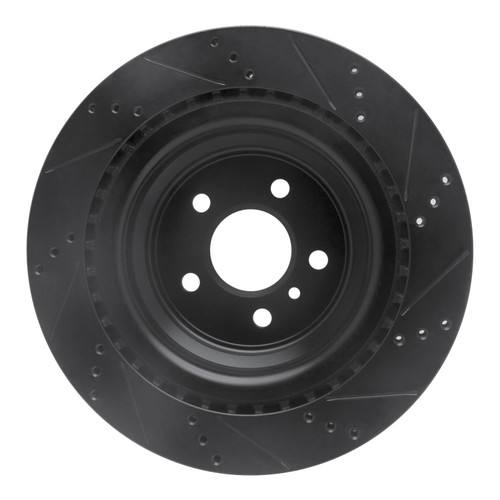 R1 13-19 Mercedes-Benz GL350 Rear Left Drilled & Slotted Black Brake Rotor