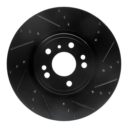 R1 12-18 Mercedes-Benz ML350 Front Right Drilled & Slotted Black Brake Rotor