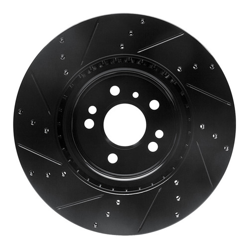 R1 12-18 Mercedes-Benz ML350 Front Right Drilled & Slotted Black Brake Rotor