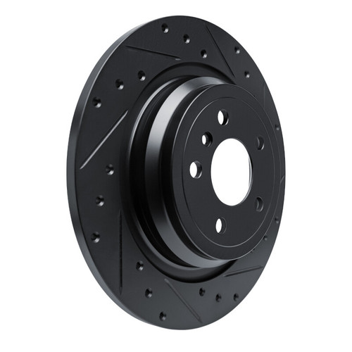 R1 12-18 Mercedes-Benz GLE350 Rear Right Drilled & Slotted Black Brake Rotor