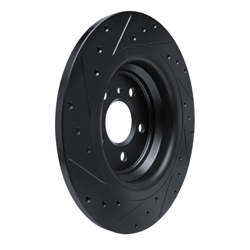 R1 12-18 Mercedes-Benz GLE350 Rear Right Drilled & Slotted Black Brake Rotor