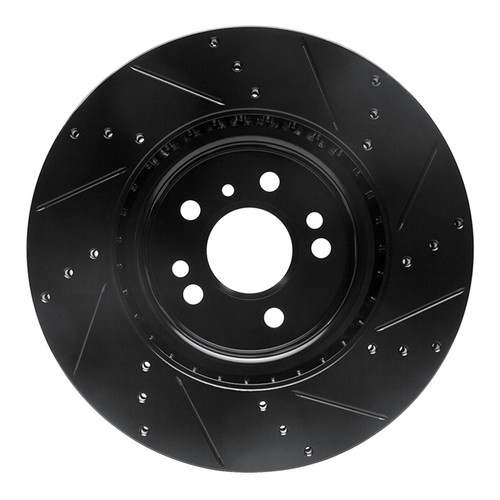 R1 12-18 Mercedes-Benz ML350 Front Left Drilled & Slotted Black Brake Rotor