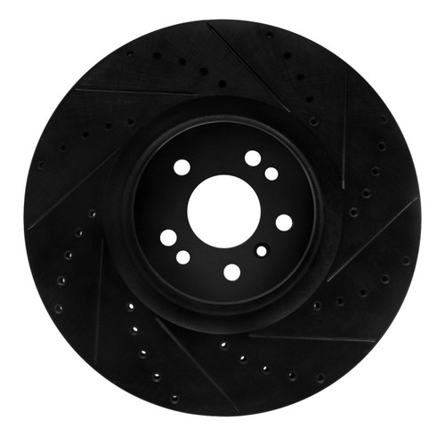 R1 07-09 Mercedes-Benz GL320 Front Right Drilled & Slotted Black Brake Rotor