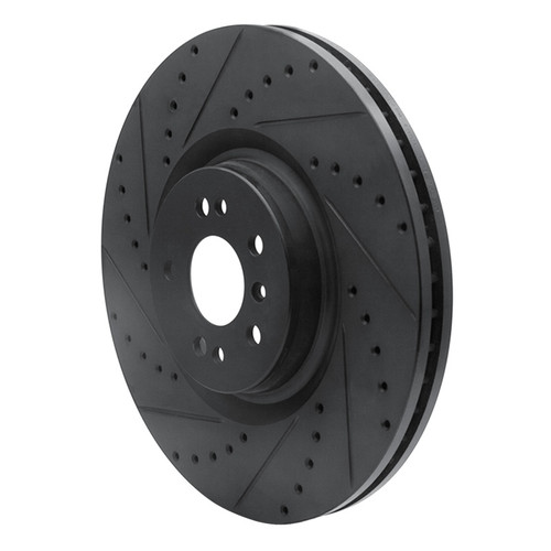 R1 07-09 Mercedes-Benz GL320 Front Left Drilled & Slotted Black Brake Rotor