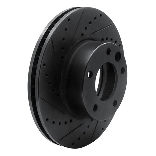 R1 08-18 Mercedes-Benz G550 Front Left Drilled & Slotted Black Brake Rotor