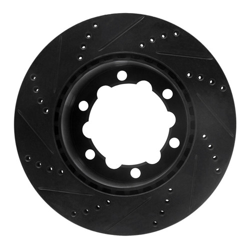 R1 06-25 American Coach Patriot Rear Right Drilled & Slotted Black Brake Rotor