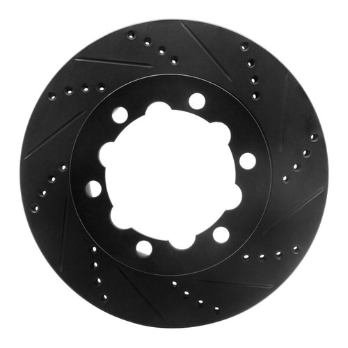 R1 06-25 American Coach Patriot Rear Right Drilled & Slotted Black Brake Rotor
