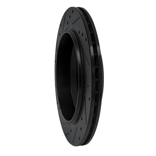 R1 06-12 Mercedes-Benz GL350 Rear Right Drilled & Slotted Black Brake Rotor