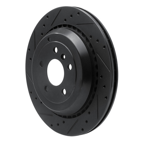 R1 06-12 Mercedes-Benz ML350 Rear Left Drilled & Slotted Black Brake Rotor