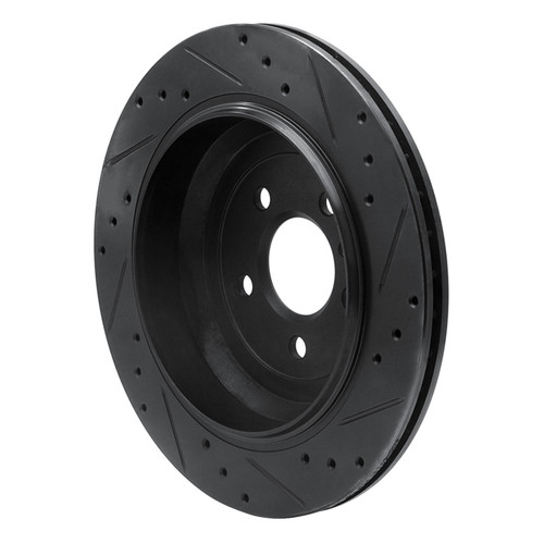 R1 06-12 Mercedes-Benz ML350 Rear Left Drilled & Slotted Black Brake Rotor