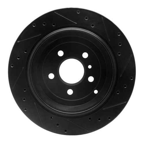 R1 06-12 Mercedes-Benz ML350 Rear Left Drilled & Slotted Black Brake Rotor