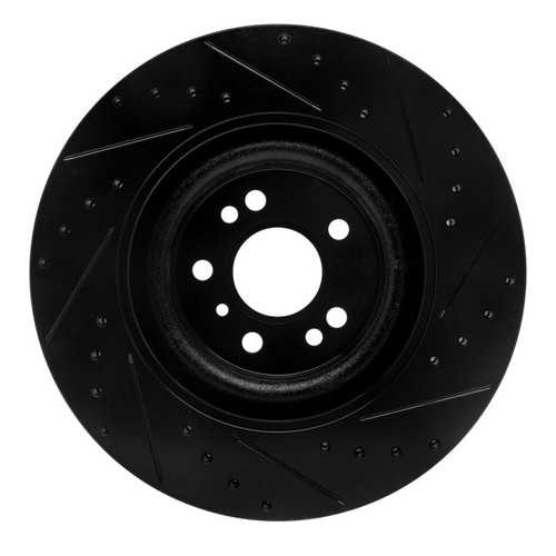 R1 06-12 Mercedes-Benz GL350 Front Left Drilled & Slotted Black Brake Rotor