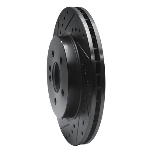 R1 98-05 Mercedes-Benz ML320 Front Left Drilled & Slotted Black Brake Rotor