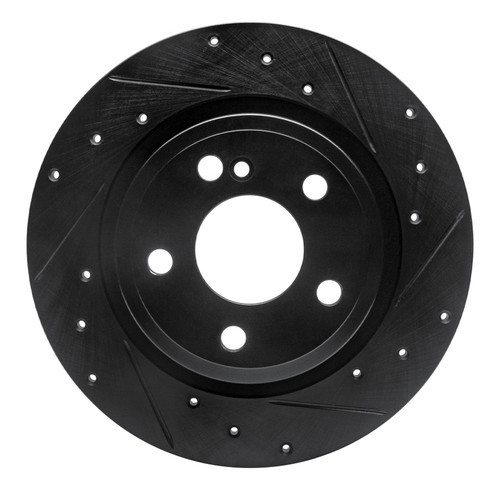 R1 14-20 Infiniti QX30 Rear Right Drilled & Slotted Black Brake Rotor
