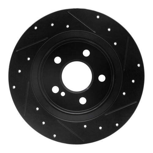 R1 14-20 Infiniti QX30 Rear Left Drilled & Slotted Black Brake Rotor