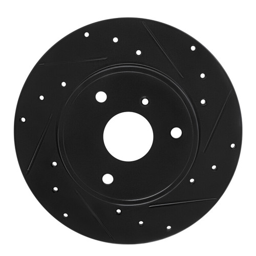 R1 05-16 Smart Fortwo Front Right Drilled & Slotted Black Brake Rotor